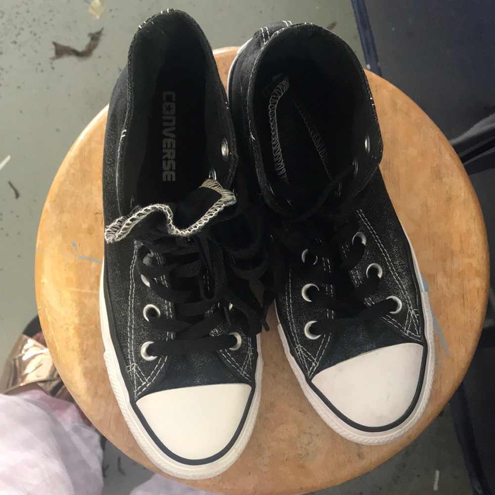 Black and white converse high tops